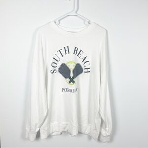 Green Envelope South Beach Pickleball White Sweatshirt XL